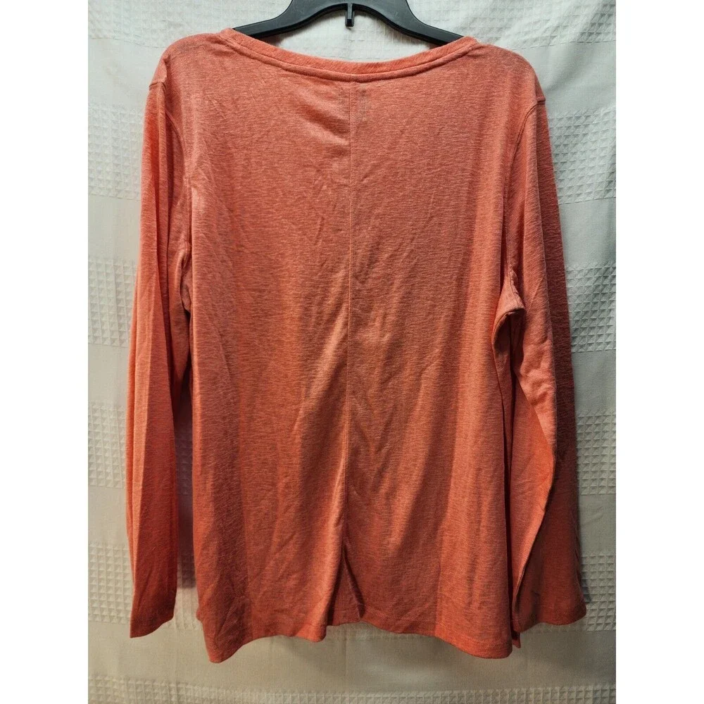 Gap Womens Shirt Long Sleeve Coral Sz Large Tshirt Tee Crew Neck Casual - Picture 4 of 7